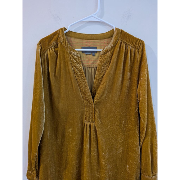 Women's Anthropologie Mustard Velvet Long Sleeve Dress XS (Oversized) - Picture 11 of 11